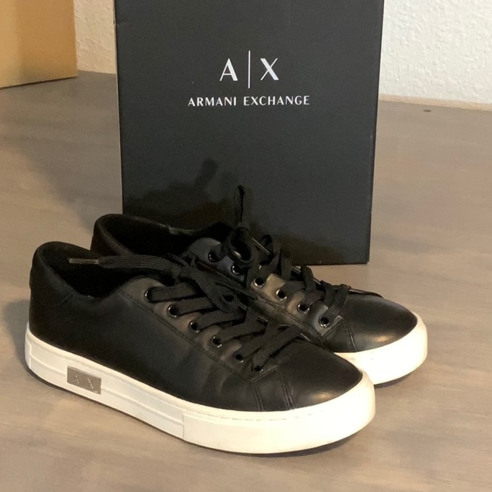Armani Exchange leather sneakers Worn 1x see photos like New with Box.